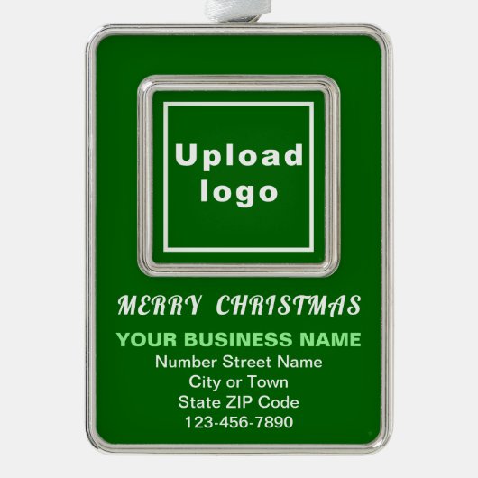 Zakelijke groene portret rechthoek omhuld verzilverd omlijst ornament (Voorkant)