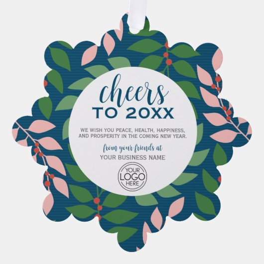 Zakelijke groet met Logo - Cheers Holiday Ornament Kaart (Voorkant)