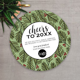 Zakelijke groet met Logo - Proost - Pine Branch Feestdagenkaart