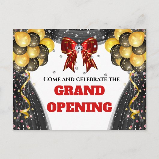 Zakelijke groothandelsopening rode gouden zwarte V Aankondigingskaart (Voorkant)