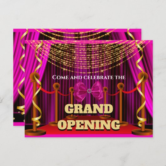 Zakelijke groothandelsopening roze goud rode VIP p Aankondigingskaart (Voorkant / Achterkant)