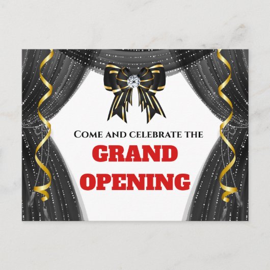 Zakelijke groothandelsopeningsgouden gordijnboeg V Aankondigingskaart (Voorkant)