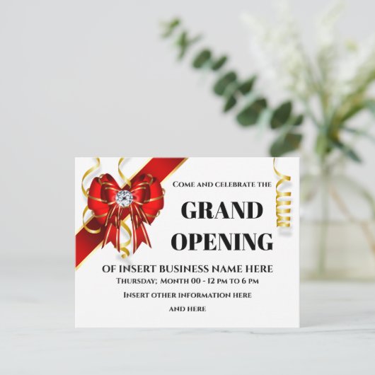 Zakelijke groots opende gasten van de rode gouden  aankondigingskaart (Staand voorkant)