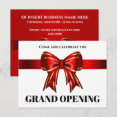 Zakelijke groots opende rode goudlint boeg VIP Aankondigingskaart (Voorkant / Achterkant)