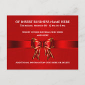 Zakelijke groots opende rode goudlint boeg VIP Aankondigingskaart (Achterkant)