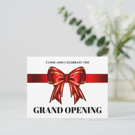 Zakelijke groots opende rode goudlint boeg VIP Aankondigingskaart (Staand voorkant)