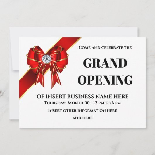 Zakelijke groots opende roodboeglint VIP-gasten Save The Date (Voorkant)