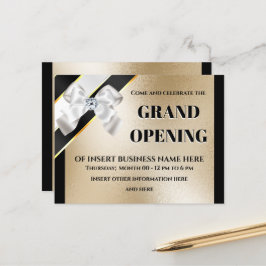 Zakelijke groots opende witte boog goudzwarte VIP Aankondigingskaart