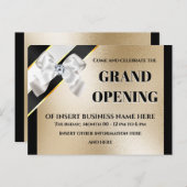 Zakelijke groots opende witte boog goudzwarte VIP Aankondigingskaart (Voorkant / Achterkant)