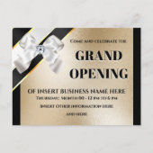 Zakelijke groots opende witte boog goudzwarte VIP Aankondigingskaart (Voorkant)