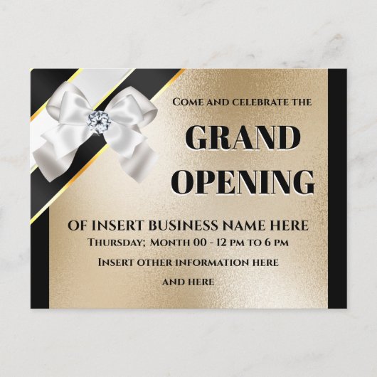 Zakelijke groots opende witte boog goudzwarte VIP Aankondigingskaart (Voorkant)