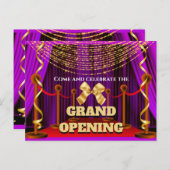 Zakelijke grootse opening paars goud rode VIP part Aankondigingskaart (Voorkant / Achterkant)