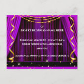 Zakelijke grootse opening paars goud rode VIP part Aankondigingskaart (Achterkant)