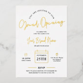 Zakelijke Grote Opening Luxe Minimal Gold Folie Uitnodiging (Voorkant)
