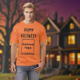 Zakelijke Halloween begroeting op Oranje kleur T-shirt