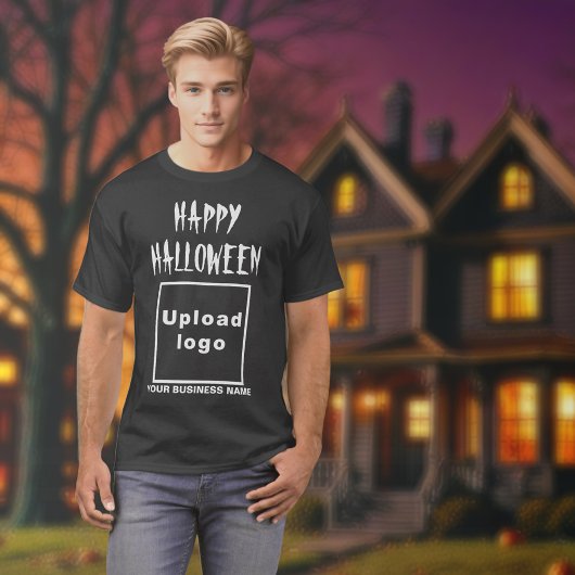 Zakelijke Halloween begroeting op zwart T-shirt