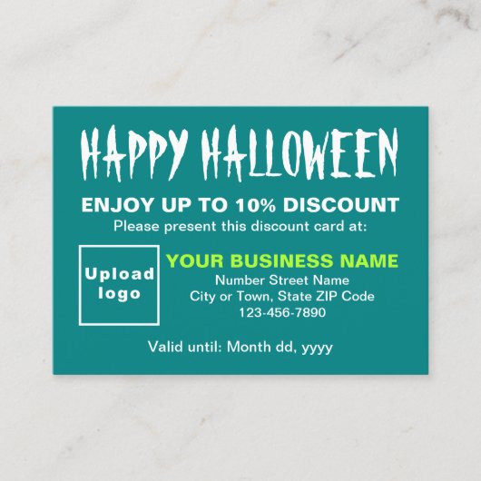 Zakelijke Halloween Blauwgroen groene korting Kaar (Voorkant)