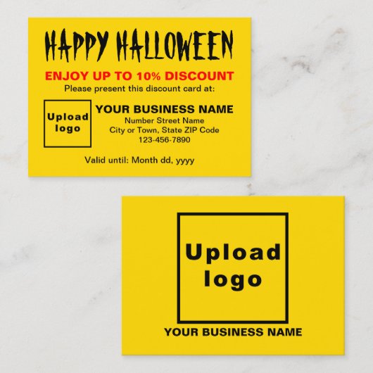Zakelijke Halloween Geel Korting Kaart (Voorkant / Achterkant)