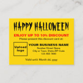 Zakelijke Halloween Geel Korting Kaart (Voorkant)