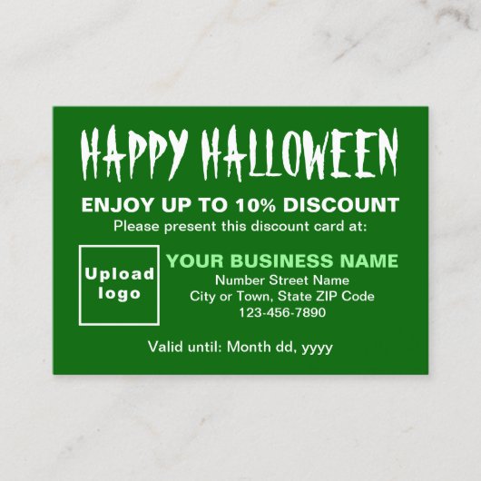 Zakelijke Halloween Green Korting Kaart (Voorkant)