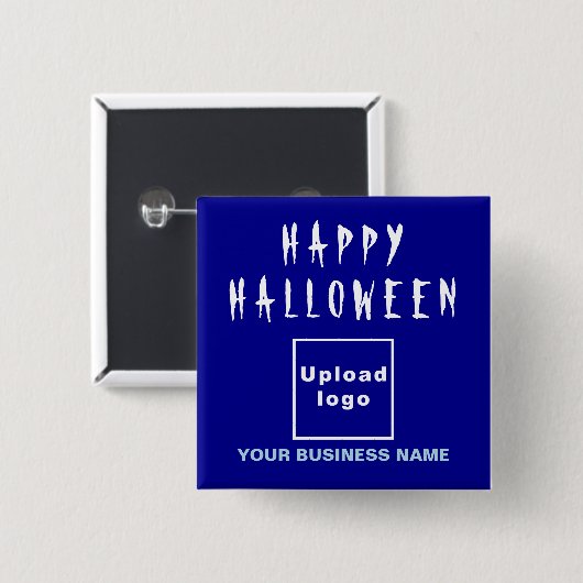Zakelijke Halloween Greeting Blue Square Button (Voorkant /achterkant)