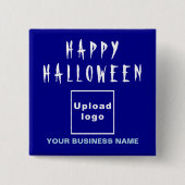 Zakelijke Halloween Greeting Blue Square Button (Voorkant)