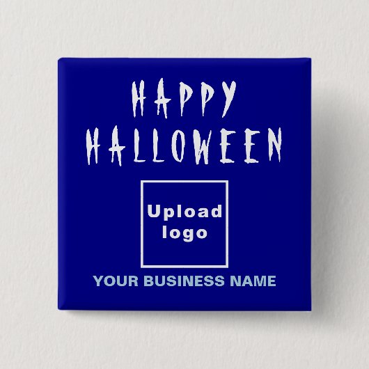 Zakelijke Halloween Greeting Blue Square Button (Voorkant)