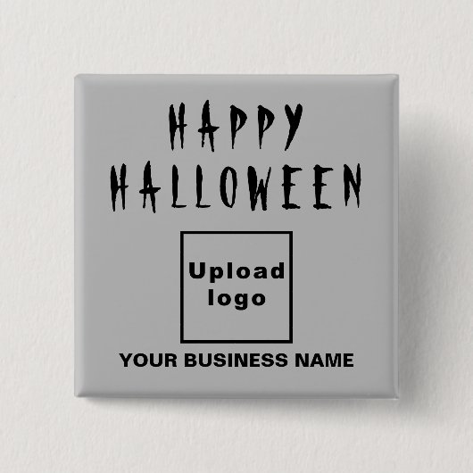 Zakelijke Halloween Greeting Gray Square Button (Voorkant)