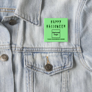 Zakelijke Halloween Greeting Light Green Square Vierkante Button 5,1 Cm