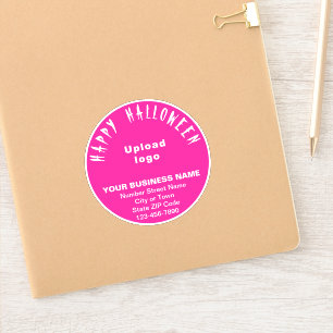 Zakelijke Halloween Groet op Roze Ronde Vinyl Sticker