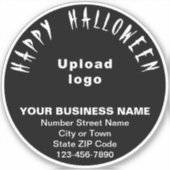 Zakelijke Halloween Groet op Zwart Rond Vinyl Sticker (Voorkant)