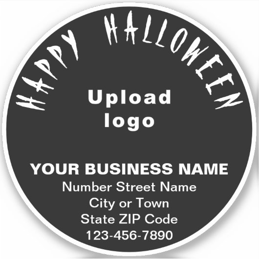 Zakelijke Halloween Groet op Zwart Rond Vinyl Sticker (Voorkant)