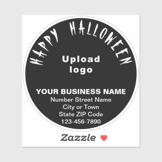 Zakelijke Halloween Groet op Zwart Rond Vinyl Sticker (Vel)