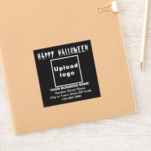 Zakelijke Halloween Groet op Zwart Vierkant Vinyl Sticker