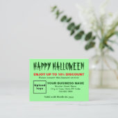 Zakelijke Halloween Licht Groen Korting Kaart (Staand voorkant)