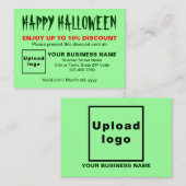 Zakelijke Halloween Licht Groen Korting Kaart (Voorkant / Achterkant)