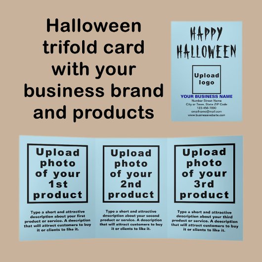 Zakelijke Halloween Lichtblauwe Trifold Kaart