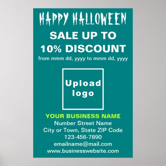 Zakelijke Halloween Sale op Blauwgroen groen Poste Poster (Voorkant)