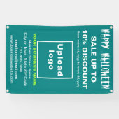Zakelijke Halloween Sale op Blauwgroen groene bann Spandoek (Horizontaal)