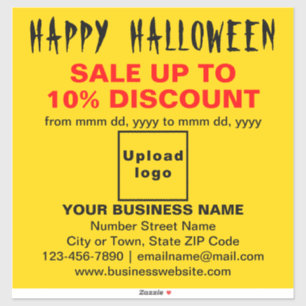 Zakelijke Halloween Sale op Gele Vinyl Sticker