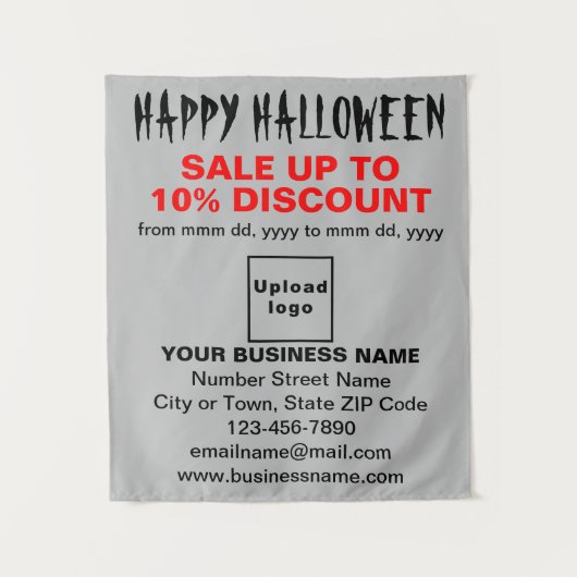 Zakelijke Halloween Sale op Grijs Tapestry Wandkleed (Voorkant)