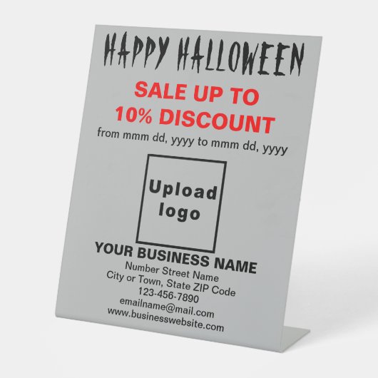 Zakelijke Halloween Sale op Grijs voetstuk Teken Reclamebord Met Voetstuk (Voorkant)