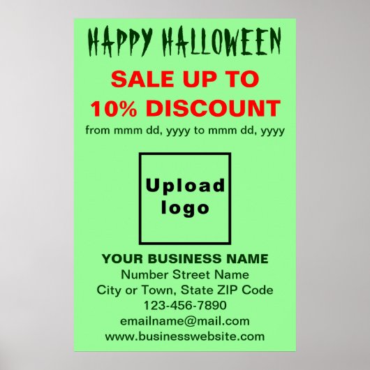 Zakelijke Halloween Sale op licht groen Poster (Voorkant)
