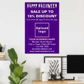 Zakelijke Halloween Sale op Paarse Poster (Thuiskantoor)