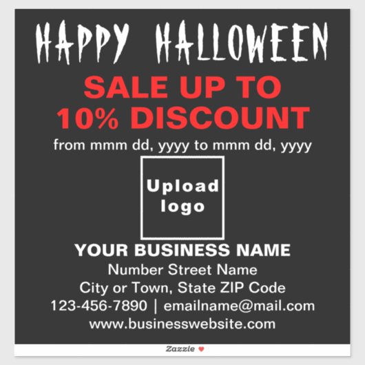 Zakelijke Halloween Sale op zwarte Vinyl Sticker (Vel)