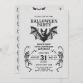 Zakelijke Halloween Uitnodiging met Skeletons & Ba (Voorkant / Achterkant)