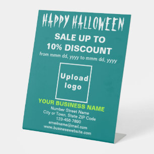 Zakelijke Halloween-uitverkoop op Turkoois Groen Reclamebord Met Voetstuk