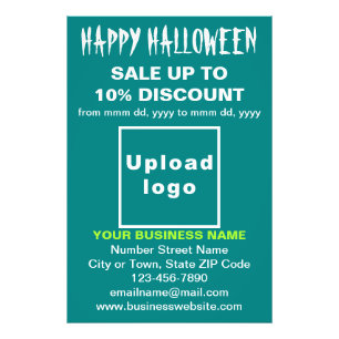 Zakelijke Halloween Verkoop op Blauwgroen Groen Fo Foto Afdruk