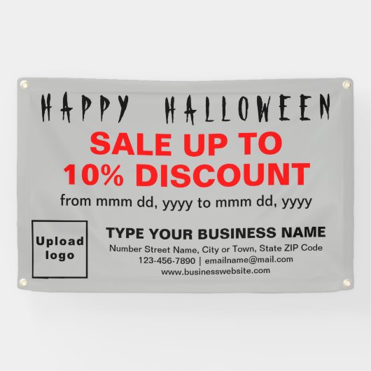 Zakelijke Halloween Verkoop op Grijze Rechthoek Ba Spandoek (Horizontaal)