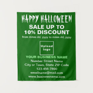 Zakelijke Halloween Verkoop op Groene Tapestry Wandkleed